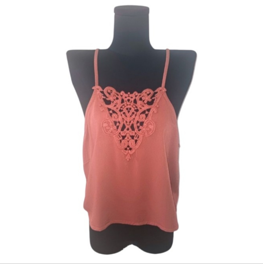 Amuse Society Crop Tank with Crochet V-Neck - Picture 3 of 5